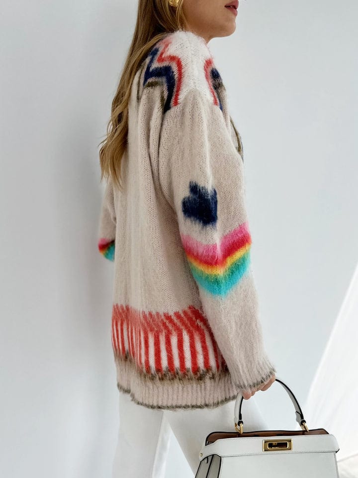 Women's Boho Geometric Knit Cardigan