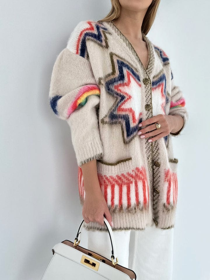 Women's Boho Geometric Knit Cardigan