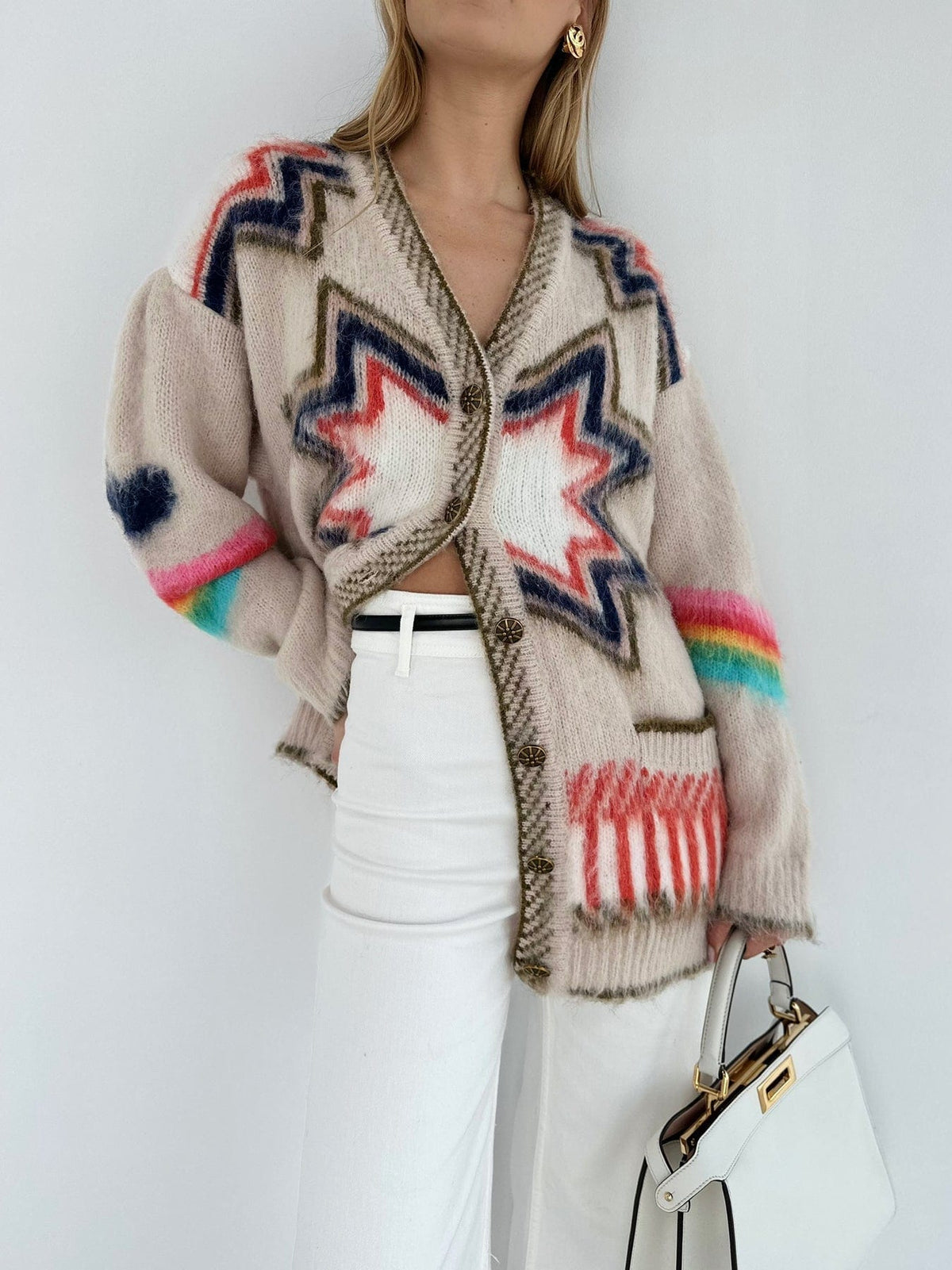 Women's Boho Geometric Knit Cardigan