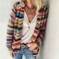 Women's Multicolor Striped Open Front Knit Cardigan