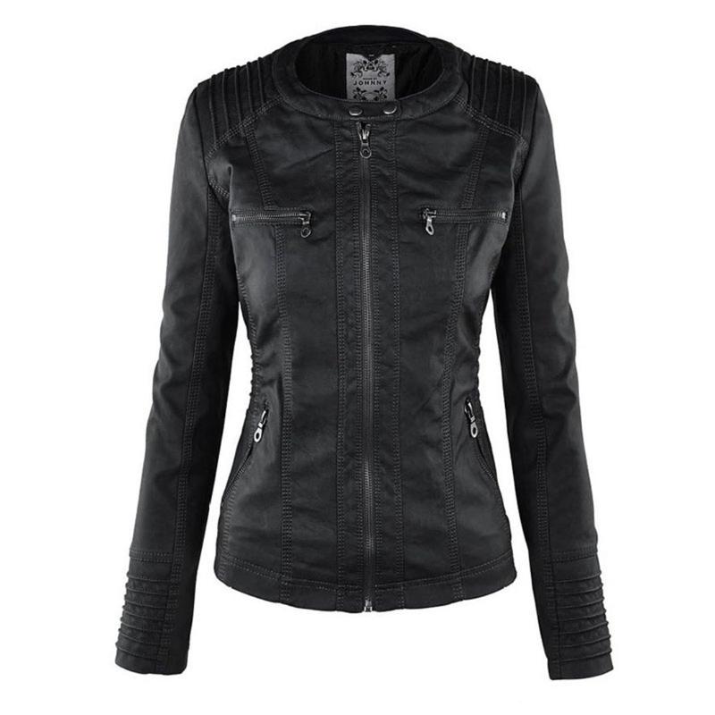 Women's Hooded Faux Leather Moto Jacket