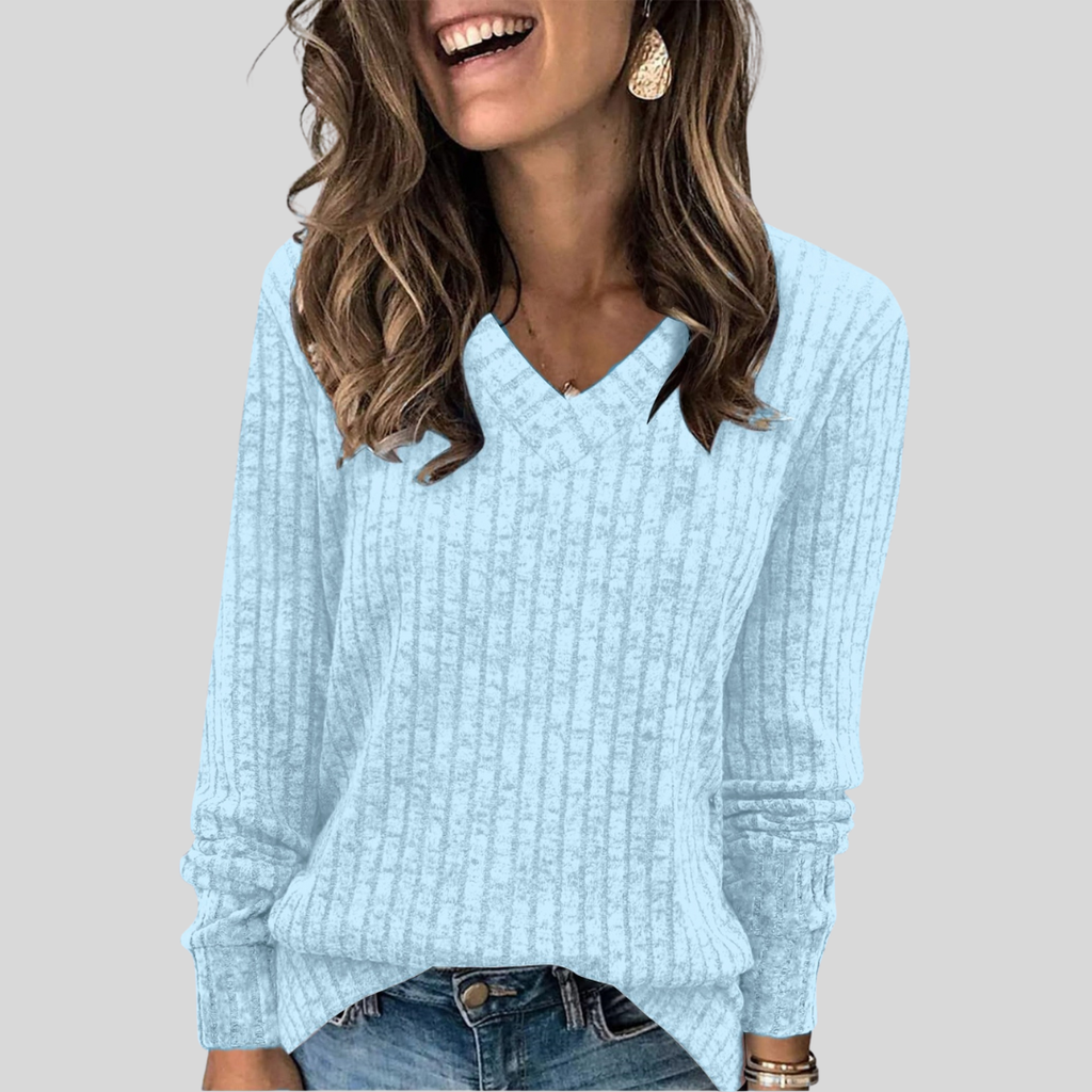 Women's Relaxed Fit V-Neck Long Sleeve Sweater