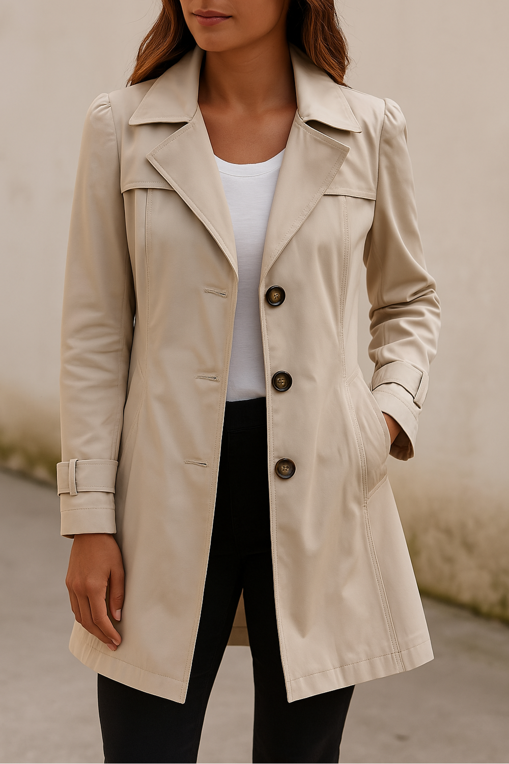 Women's Classic Button Front Trench Coat