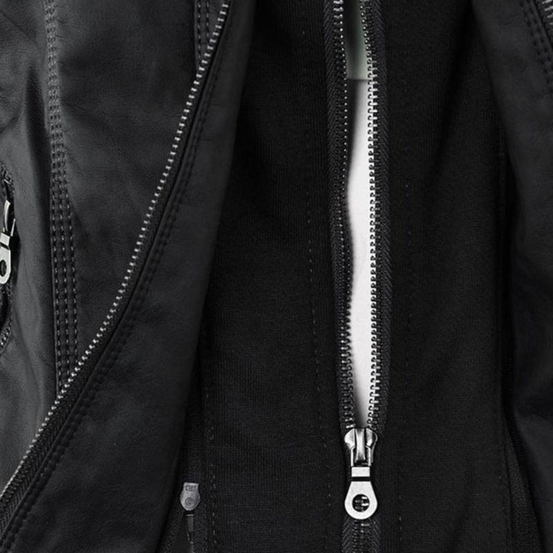 Women's Hooded Faux Leather Moto Jacket