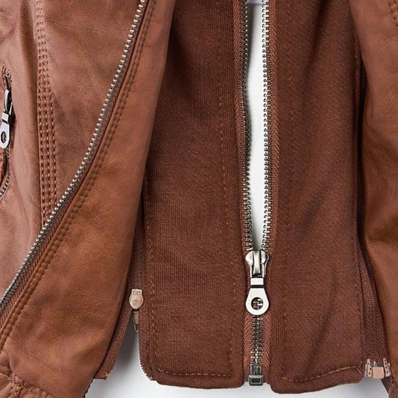 Women's Hooded Faux Leather Moto Jacket