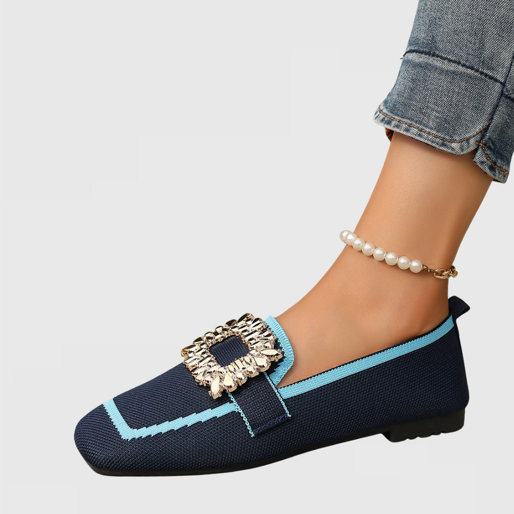 Embellished Square Toe Slip-On Loafers