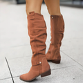 Women’s Slouchy Knee-High Riding Boots with Low Block Heel