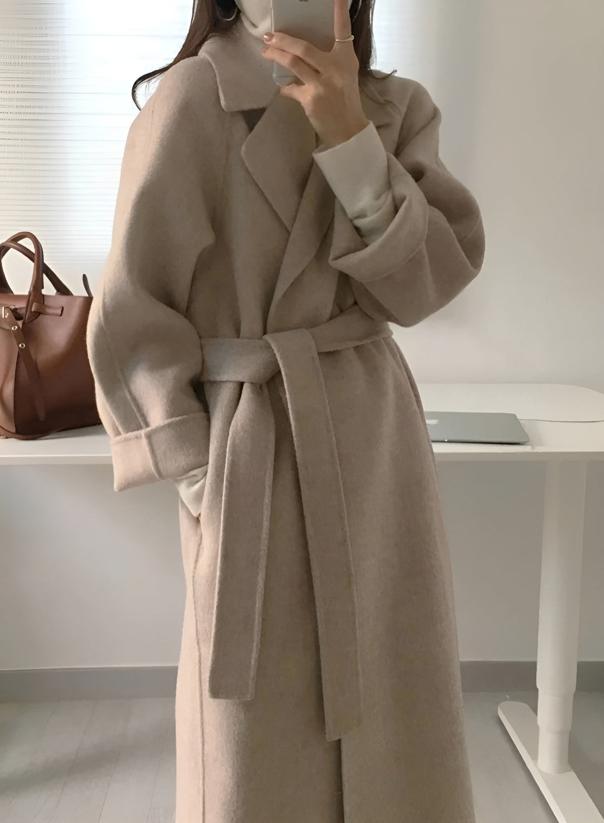Women's Oversized Belted Longline Coat