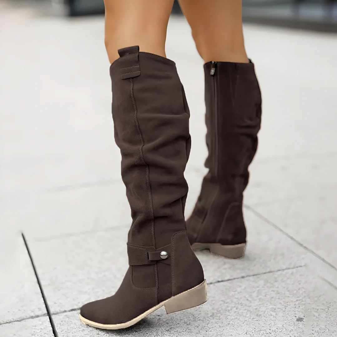 Women’s Slouchy Knee-High Riding Boots with Low Block Heel