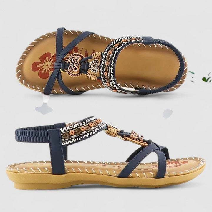 Women's Ethnic Embroidered Toe-Ring Flat Sandals
