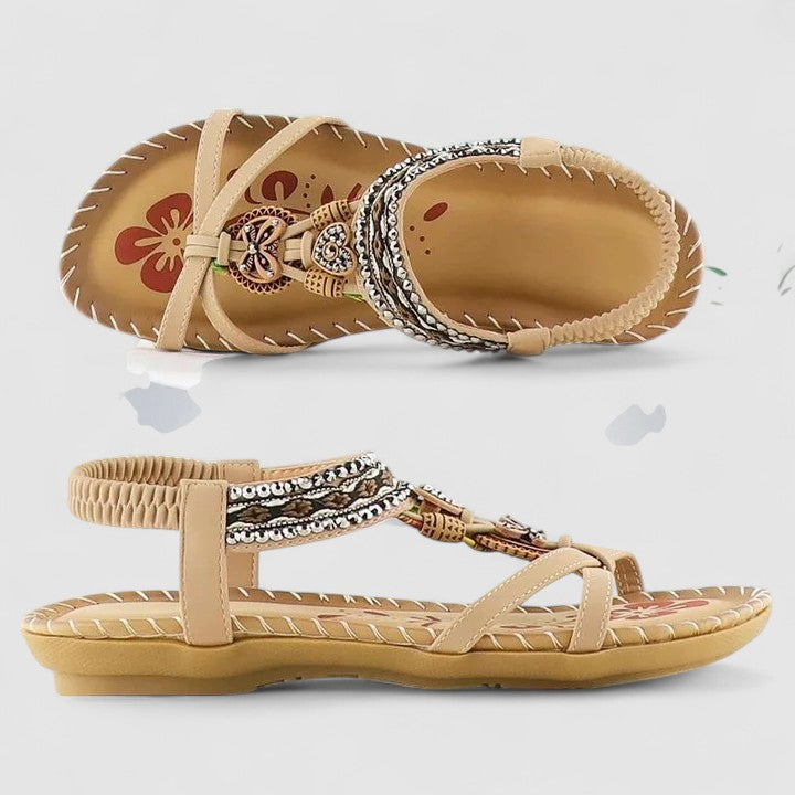 Women's Ethnic Embroidered Toe-Ring Flat Sandals