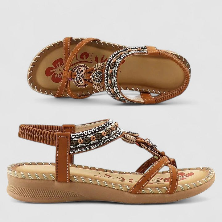 Women's Ethnic Embroidered Toe-Ring Flat Sandals