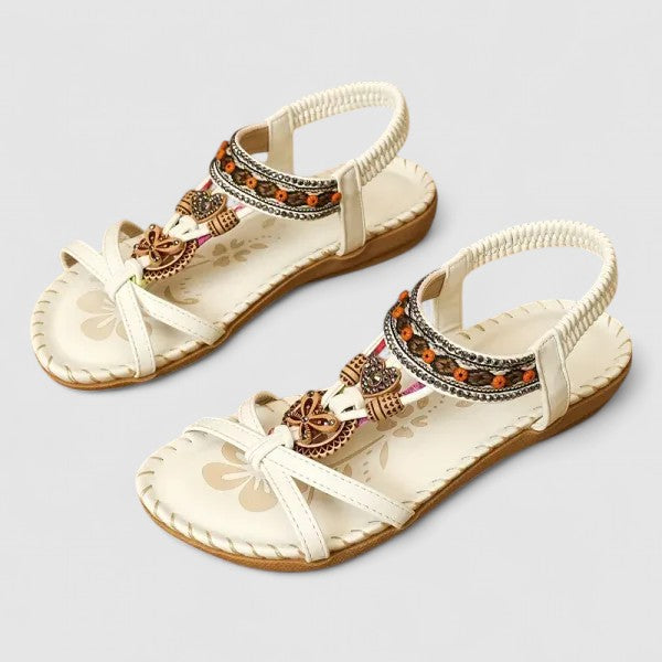 Women's Ethnic Embroidered Toe-Ring Flat Sandals