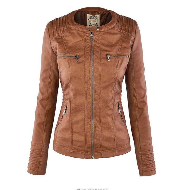 Women's Hooded Faux Leather Moto Jacket