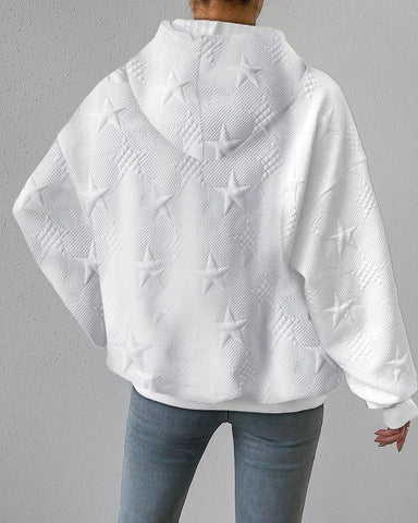 Stylish White Knitted Long Sleeves Women's Hoodie