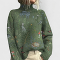 Women's Vintage Print Turtleneck Sweater