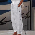 Women's Striped Button-Detail Relaxed Trousers