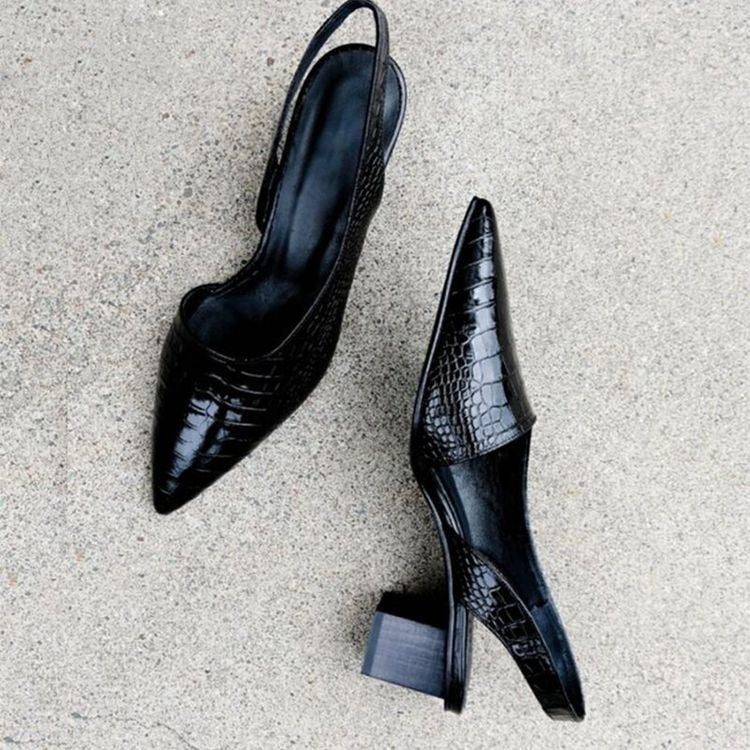 Pointed Toe Slingback Low Heel Pumps