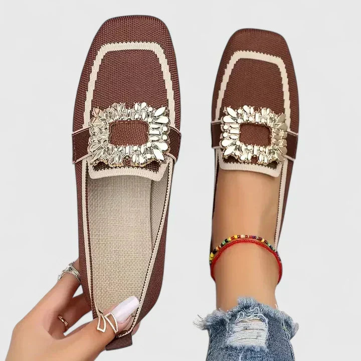 Embellished Square Toe Slip-On Loafers