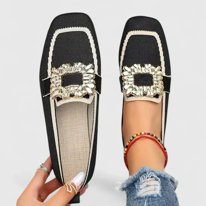 Embellished Square Toe Slip-On Loafers