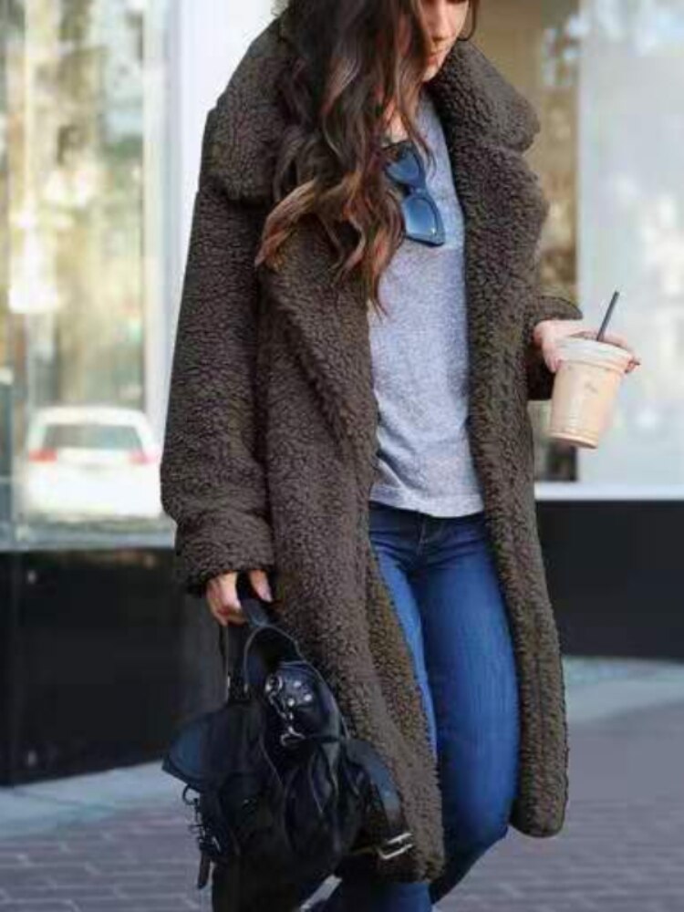 Women's Teddy Fleece Longline Coat