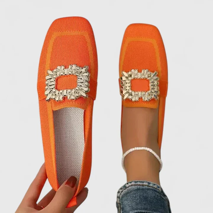 Embellished Square Toe Slip-On Loafers