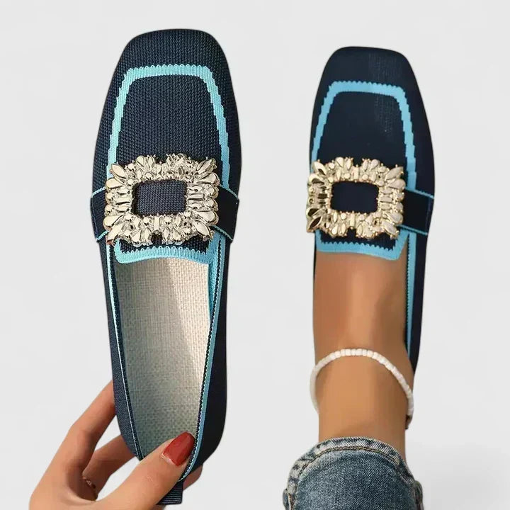 Embellished Square Toe Slip-On Loafers