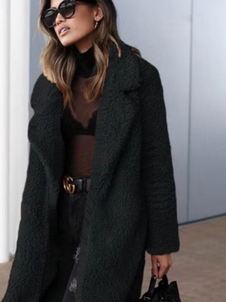 Soft Women's Fleece Teddy Coat Long Style