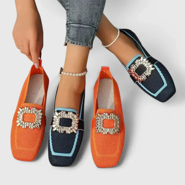 Embellished Square Toe Slip-On Loafers