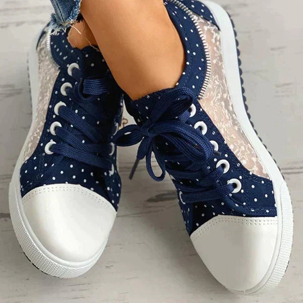 Women’s Floral Mesh Lace-Up Sneakers Casual Comfort Walking Shoes