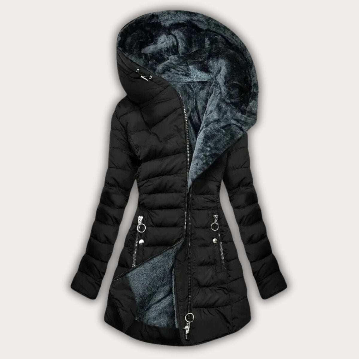 Women's Faux Fur Lined Hooded Puffer Coat