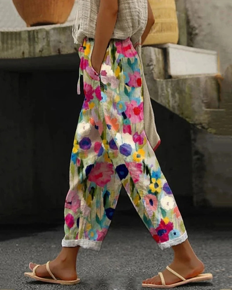Women’s Casual Floral Print Relaxed Fit Pants