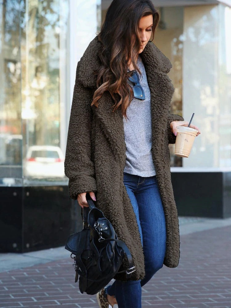 Women's Teddy Fleece Longline Coat