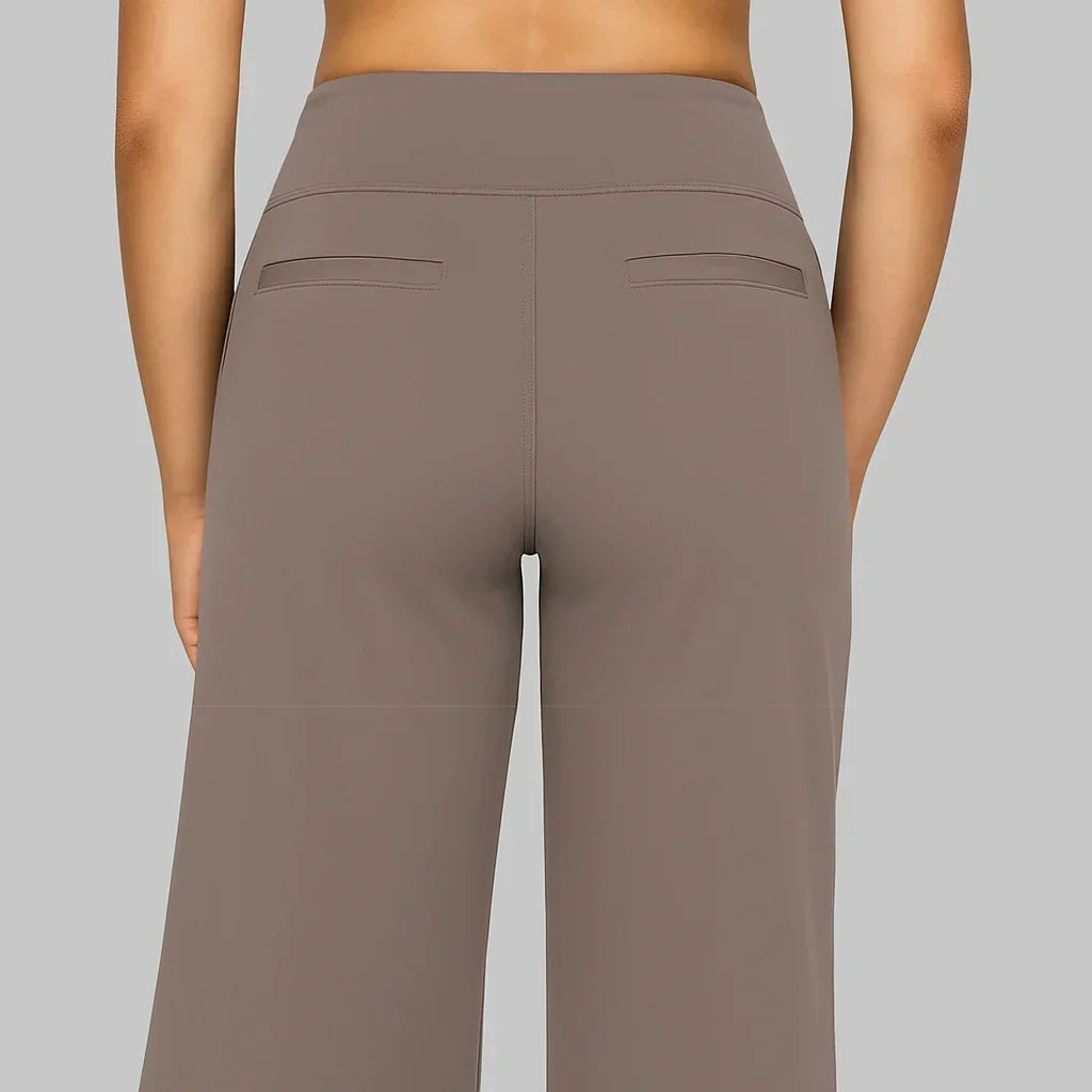Women's High-Waisted Wide-Leg Stretch Pants