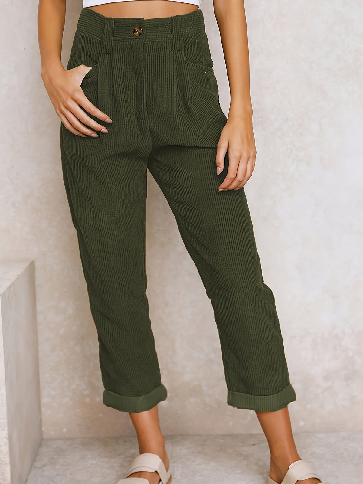 Women’s Casual Corduroy Relaxed Fit Tapered Pants