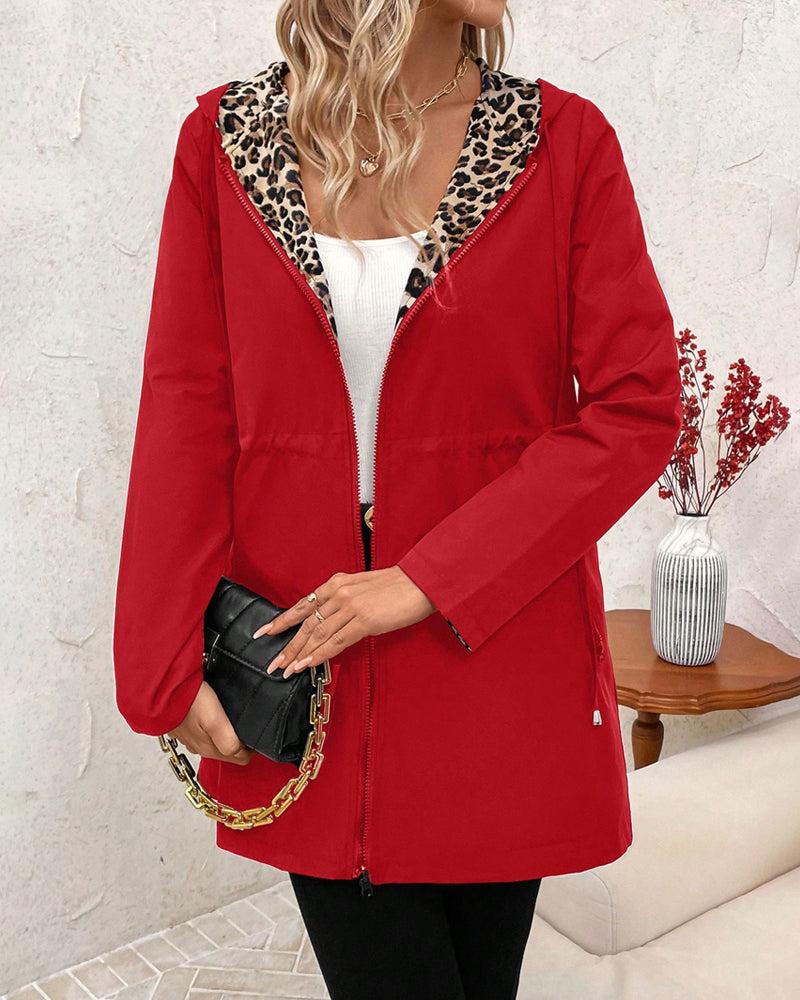Reversible Leopard Lined Hooded Jacket
