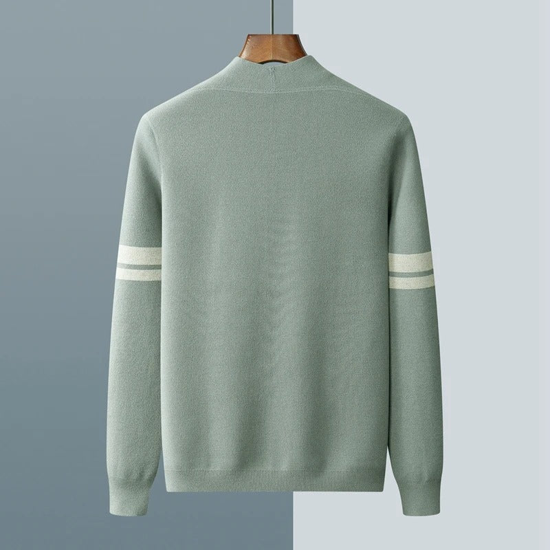 Classic Merino Men’s Cardigan with Stripe Sleeves