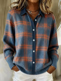 Women’s Relaxed Plaid Button-Up Sweater
