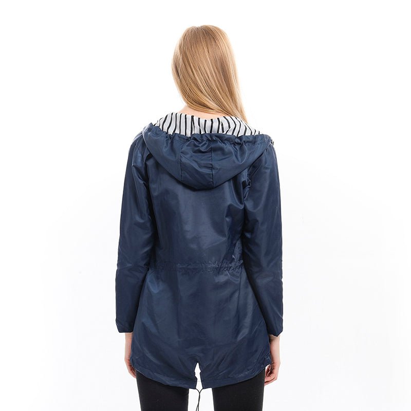 Women's Hooded Drawstring Zip-Up Utility Coat