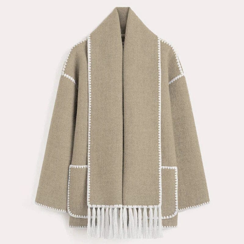 Women's Fringe Trim Open Front Cardigan