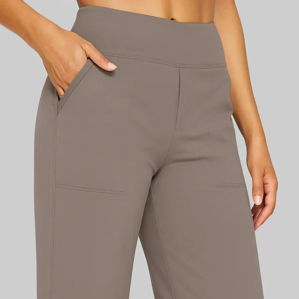 Women's High-Waisted Wide-Leg Stretch Pants