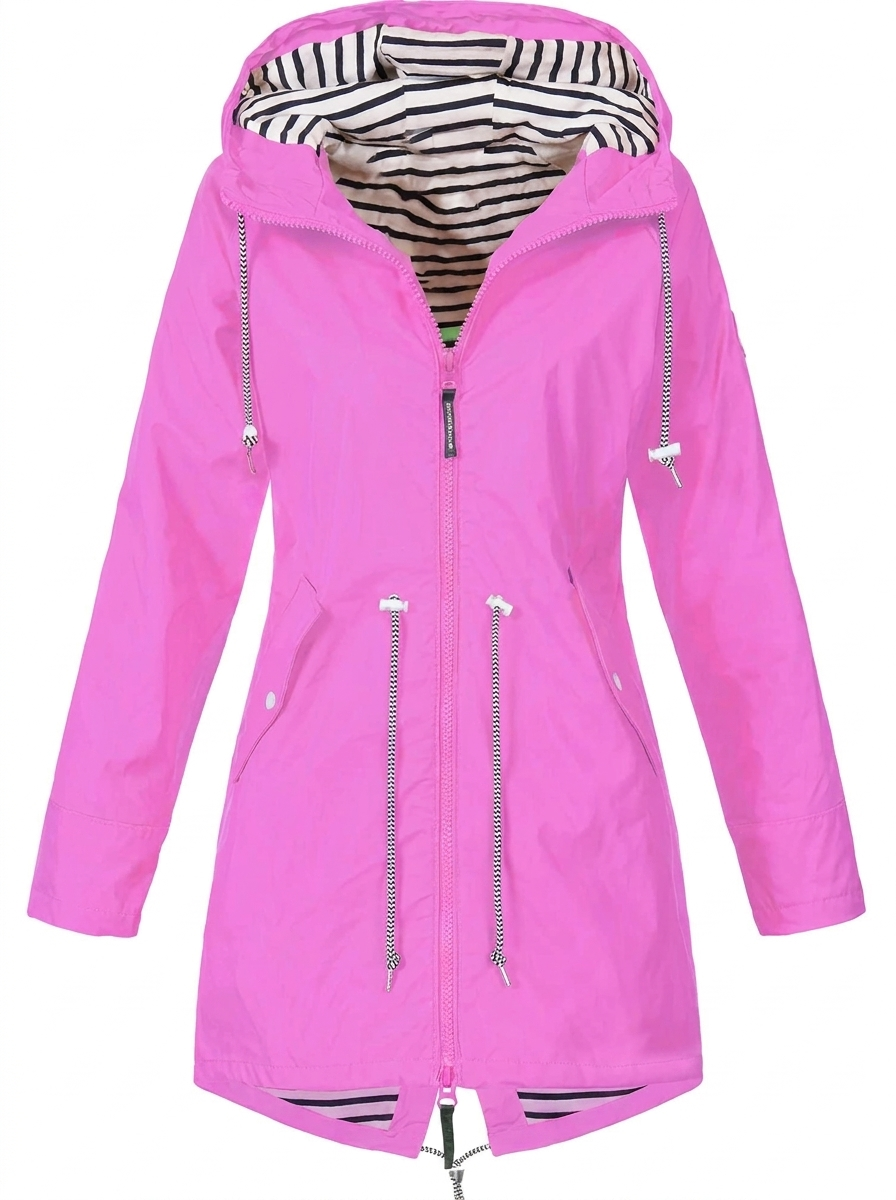Women's Hooded Drawstring Zip-Up Utility Coat