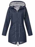 Women's Hooded Drawstring Zip-Up Utility Coat
