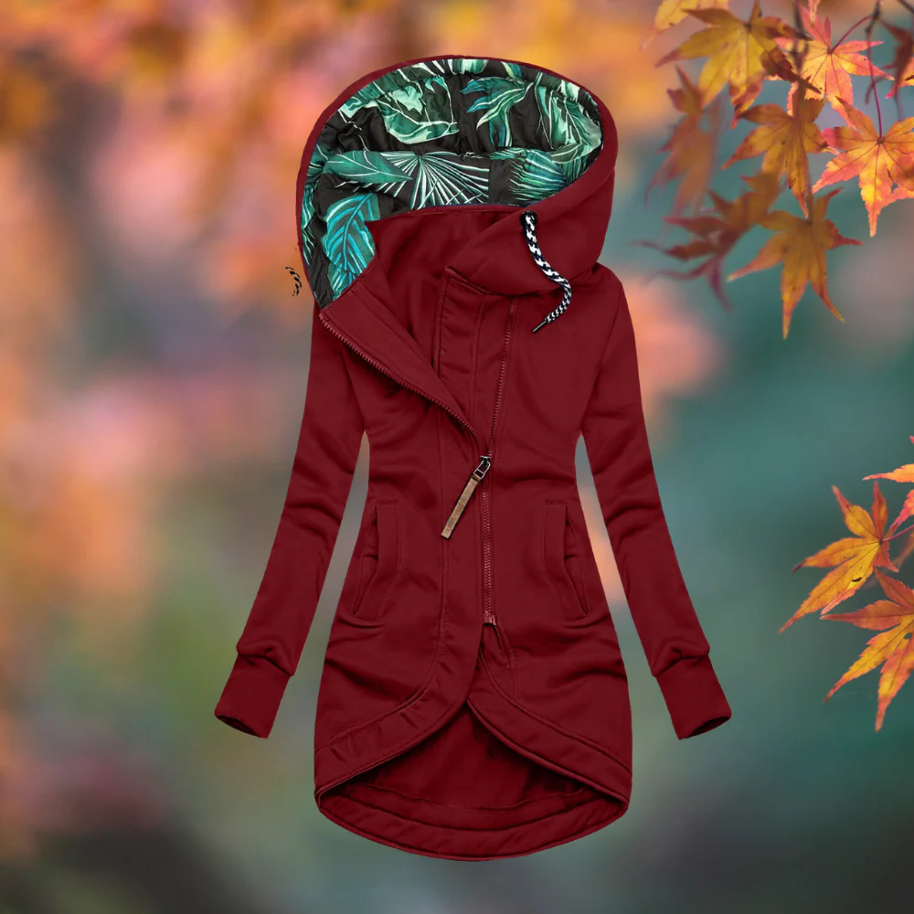 Women's Longline Hooded Asymmetric Zip Coat