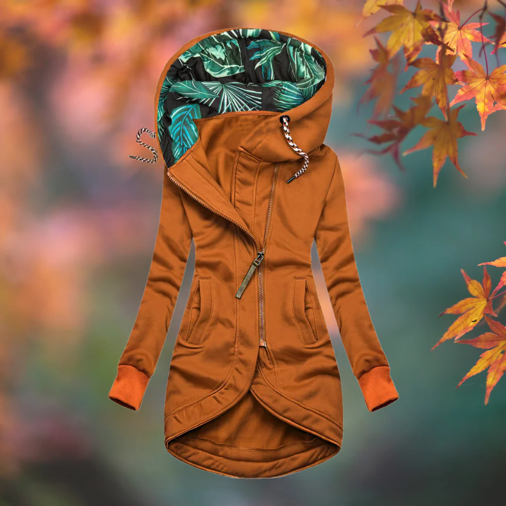 Women's Longline Hooded Asymmetric Zip Coat