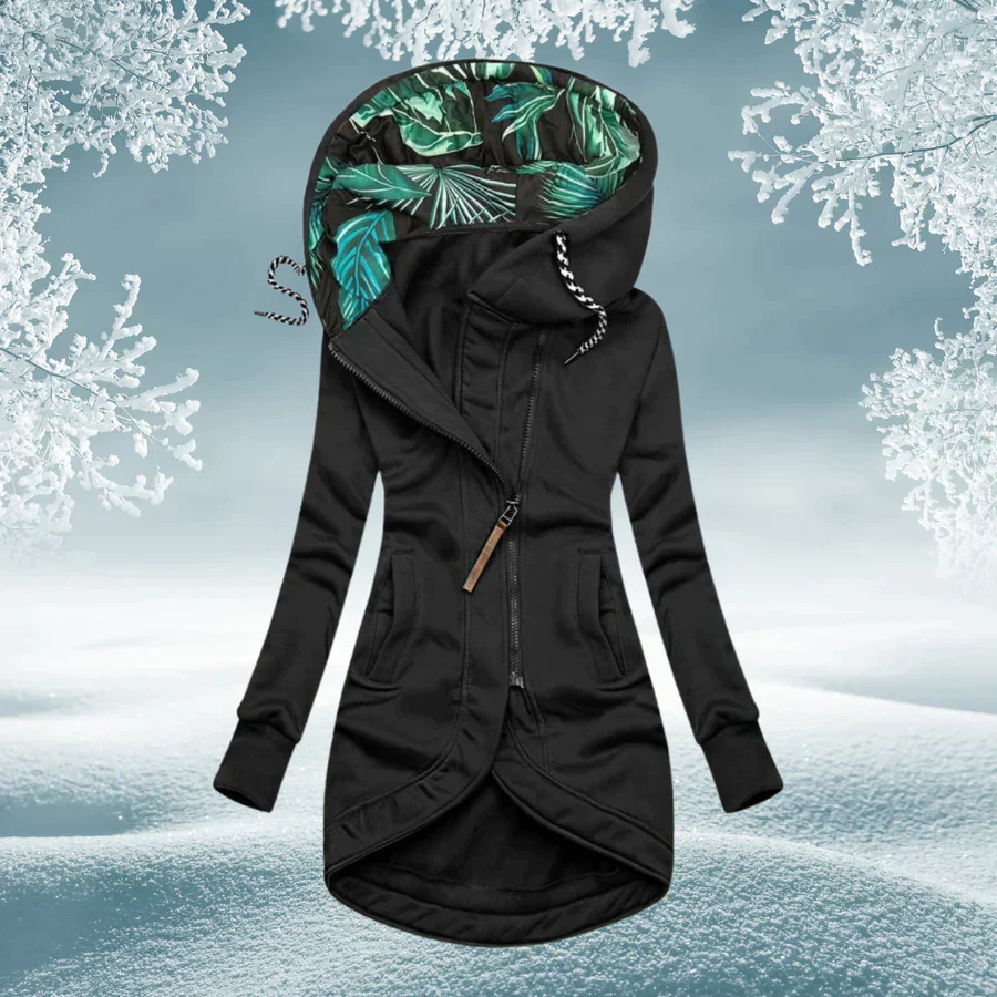 Women's Longline Hooded Asymmetric Zip Coat