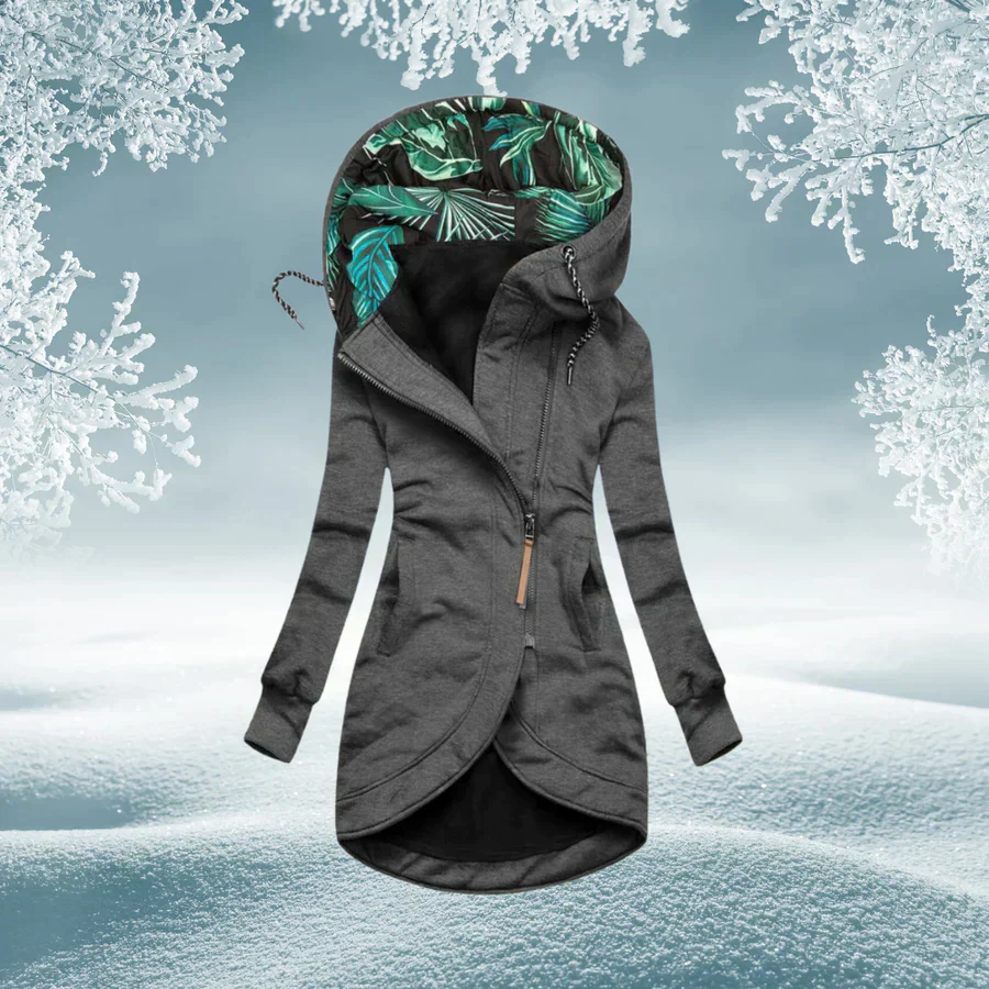Women's Longline Hooded Asymmetric Zip Coat