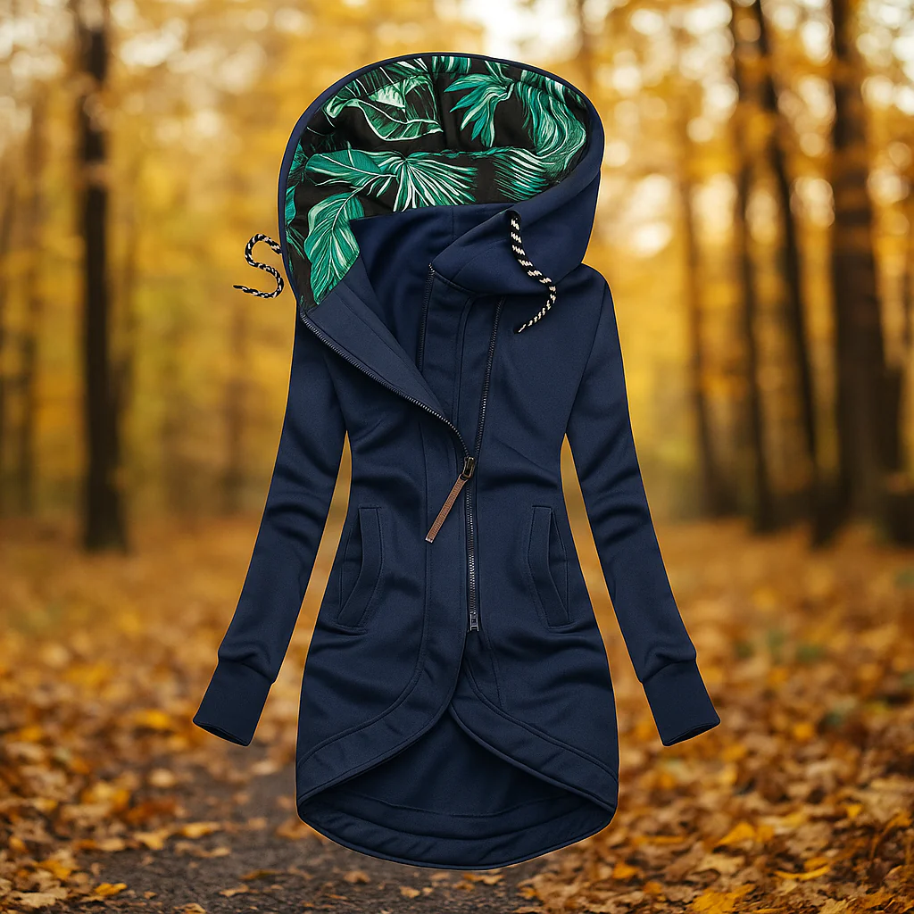 Women's Longline Hooded Asymmetric Zip Coat