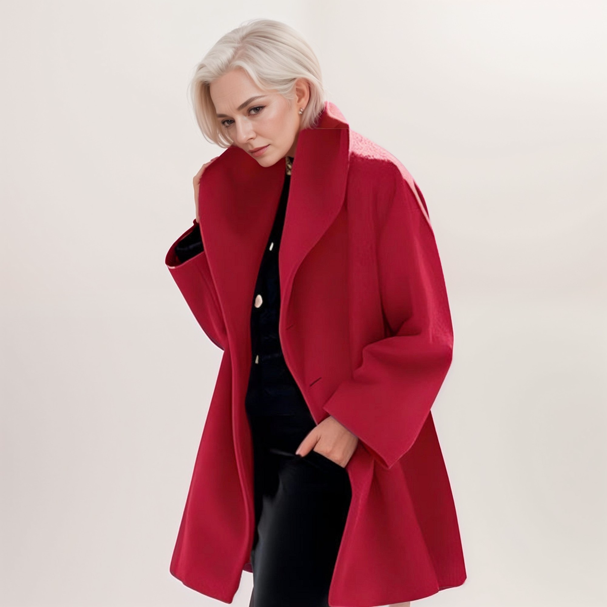Women's Oversized Open Front Shawl Collar Winter Coat