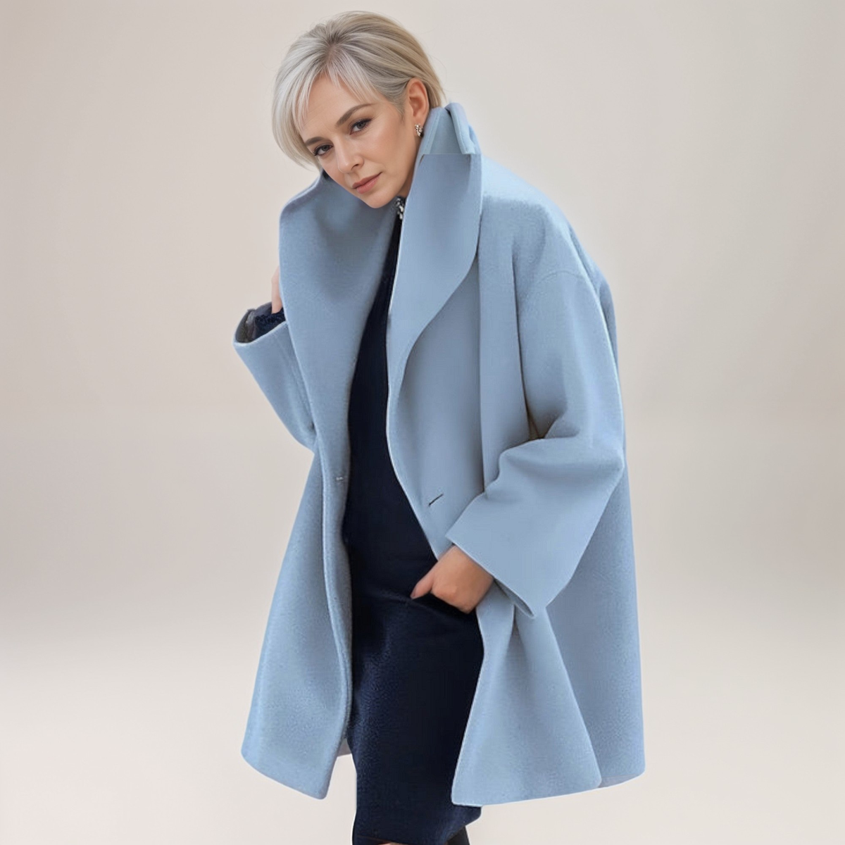 Women's Oversized Open Front Shawl Collar Winter Coat
